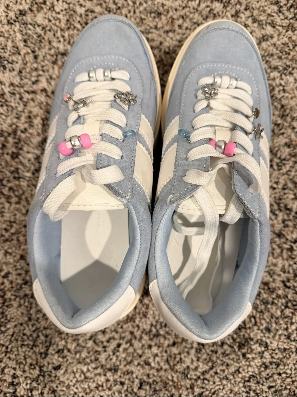 💙 Madden Girl Light Blue and White Platform Sneakers with Charm Accents